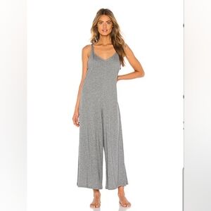 Eberjey Charlie Pima Cotton Wide Leg Jumpsuit - Heather Grey - M